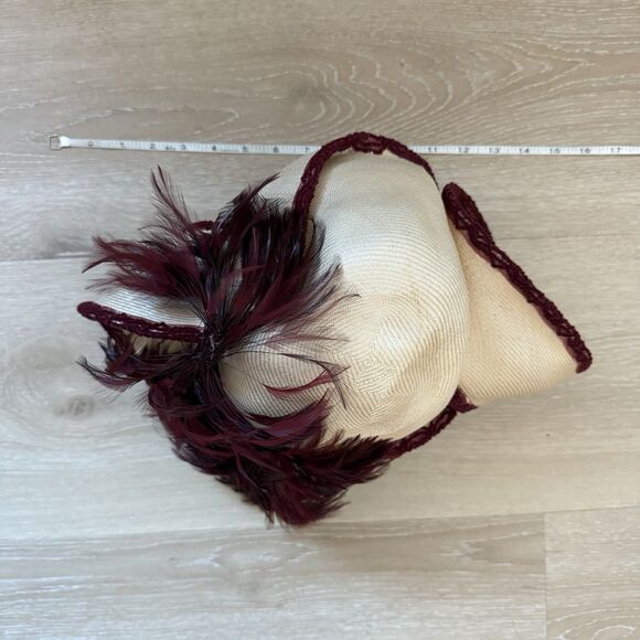 VTG 50s 60s Derby Hat Handmade Straw Feathers Crochet Whimsigoth Boho Cottage - Picture 9 of 13